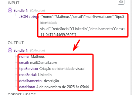 Variáveis separadas pelo módulo JSON no Make