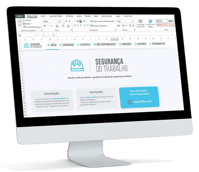 Dashboard da planilha de segurança do trabalho