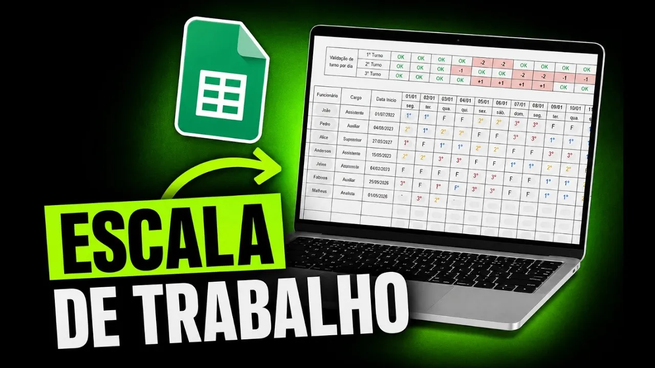 Planilha de Escala de Trabalho: monte turnos e folgas sem erro