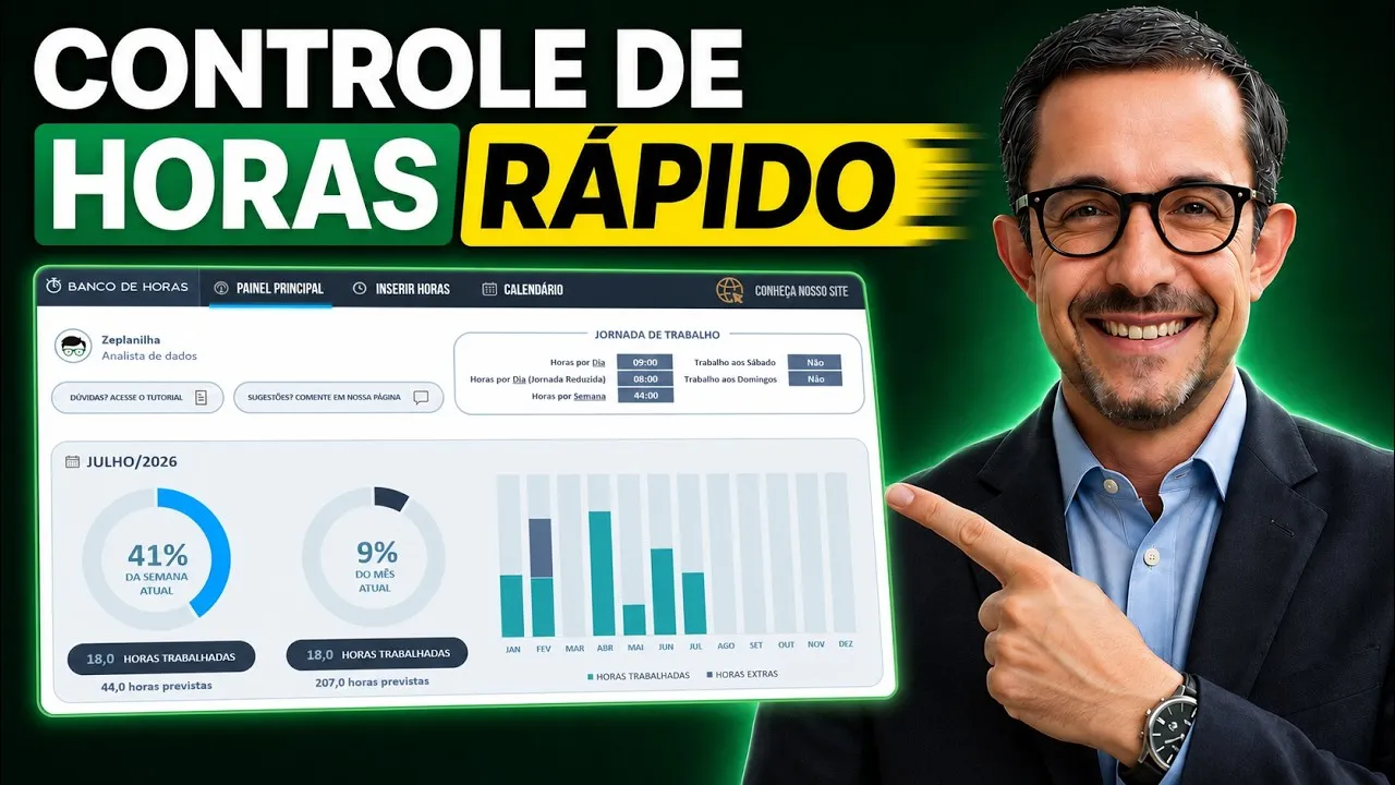 Planilha de Banco de Horas no Excel para controle de jornada