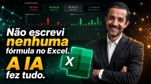 A IA criou as fórmulas do dashboard no Excel; eu só montei o painel