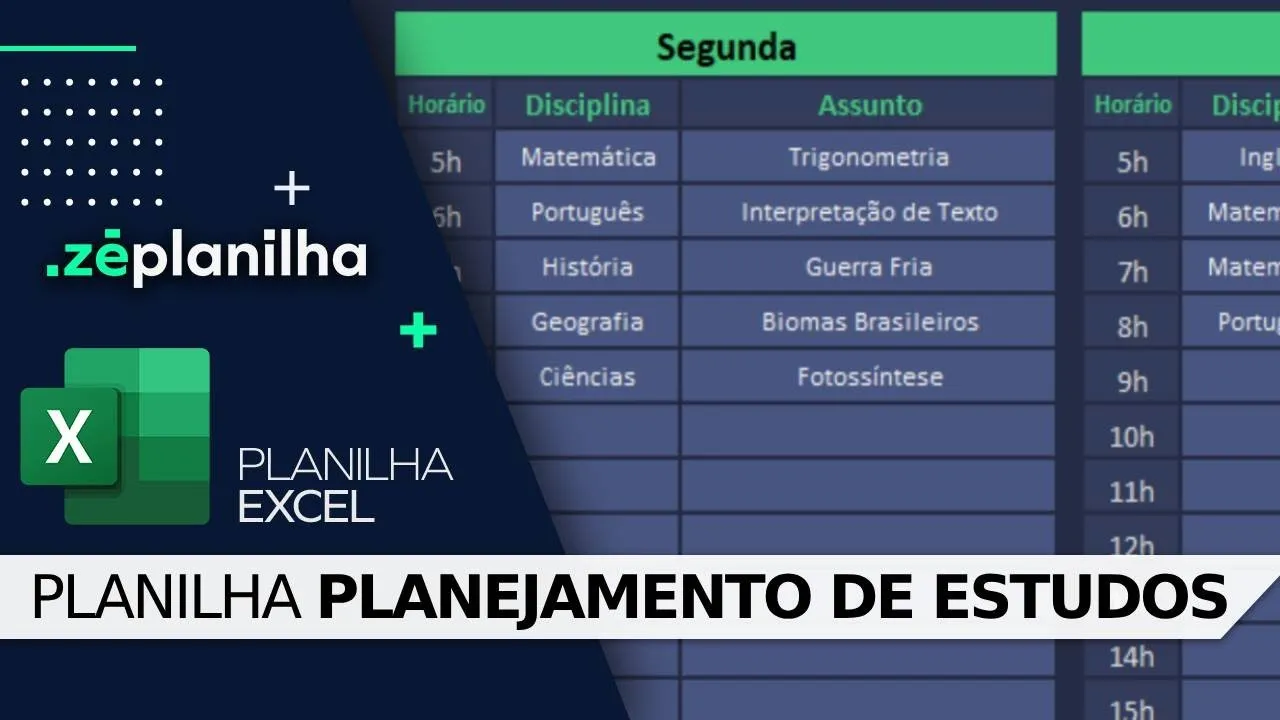 Planilha para Planejamento de Estudos no Excel Grátis